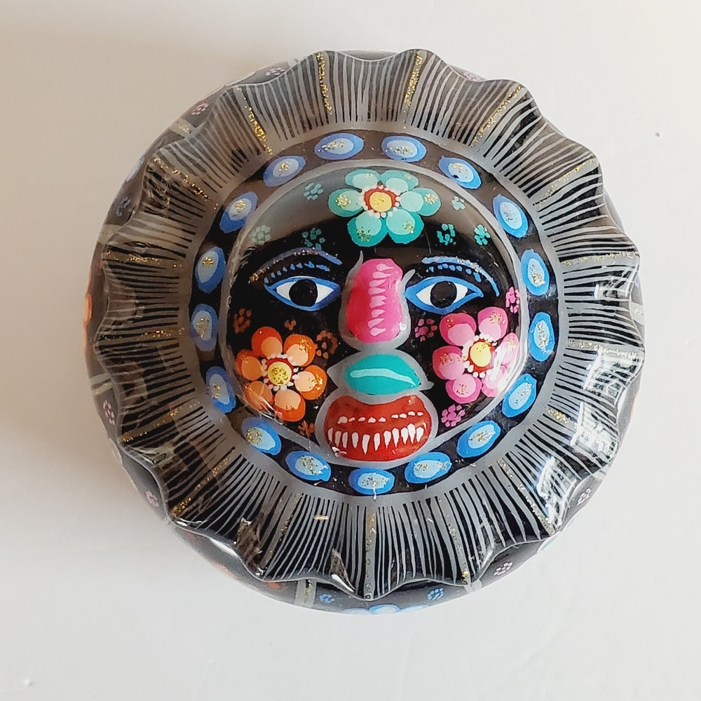 Mexican Decorative Terracotta Jewelry Dish With Lid
